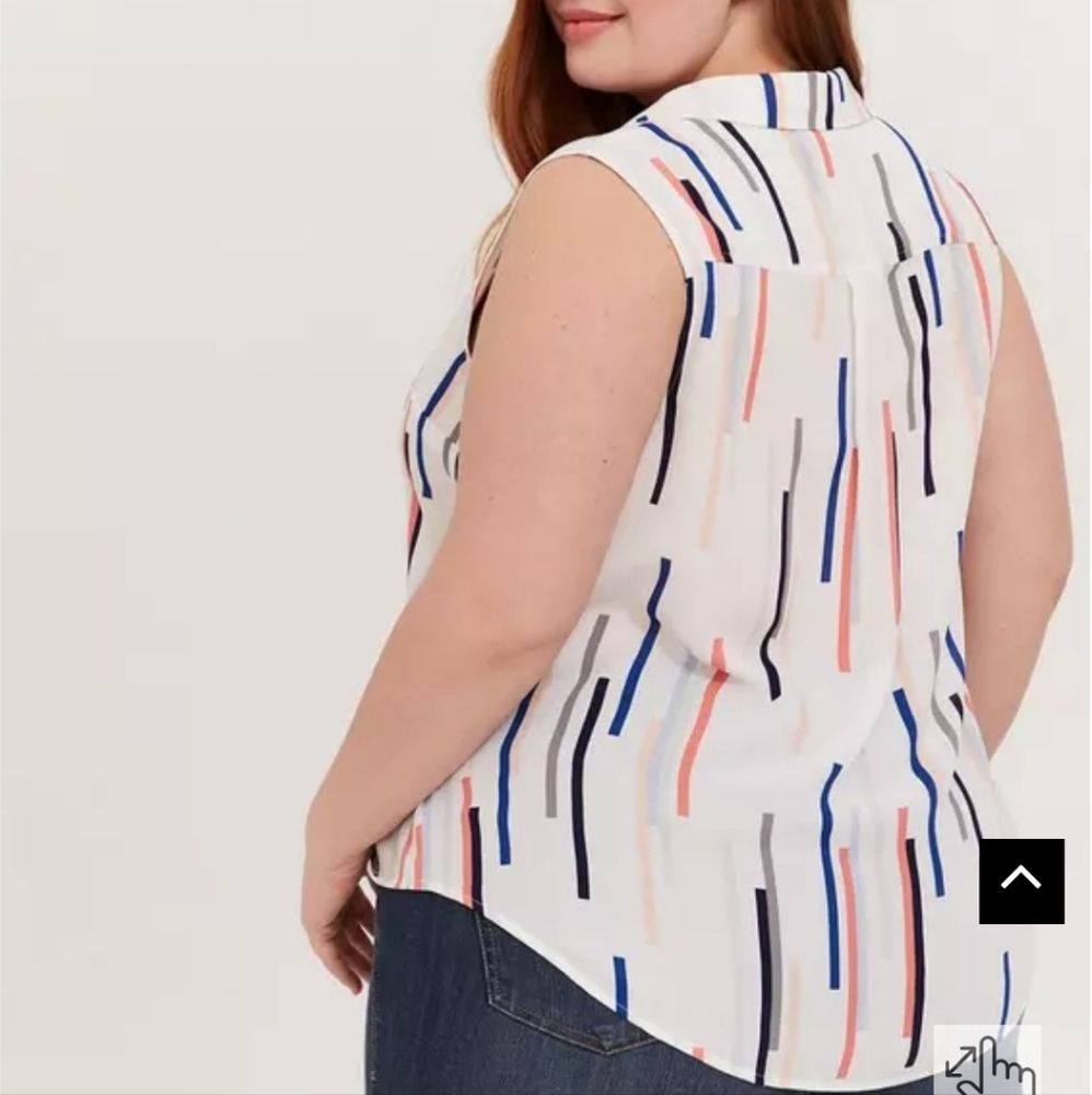 Torrid Madison Sleeveless Georgette Button-Front Blouse Abstract Stripe Size 12 - Picture 4 of 13